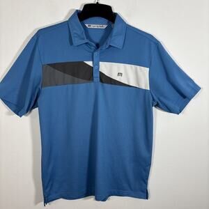 Travis Matthew Polo Shirt Men Large‎ Blue Grey White Performance Golf